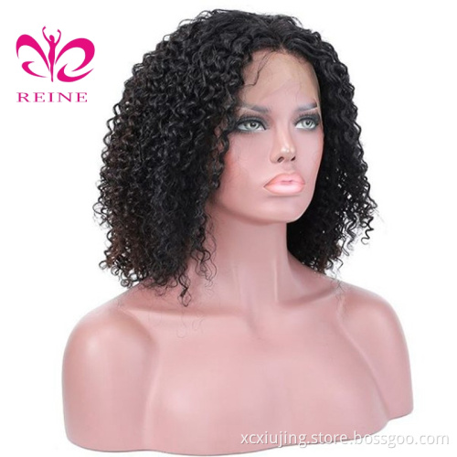 REINE Bleached Knots  Scalp Kinky Curly Bob Virgin Cuticle Aligned Hair 13*4/4*4 Lace Frontal Wigs With Baby Hair